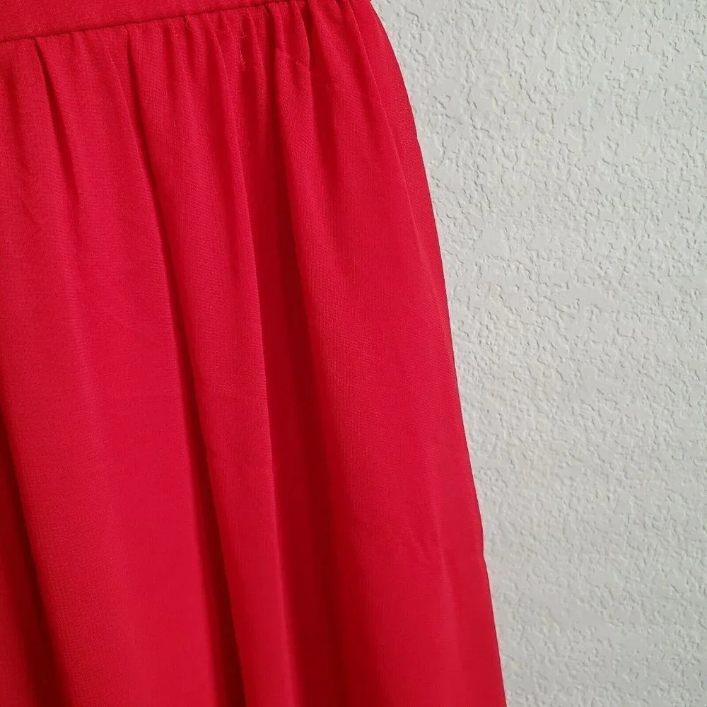 Cinderella Divine Red Plunging V Neck Long Gown Prom Formal Bridesmaid Dress - Picture 12 of 12